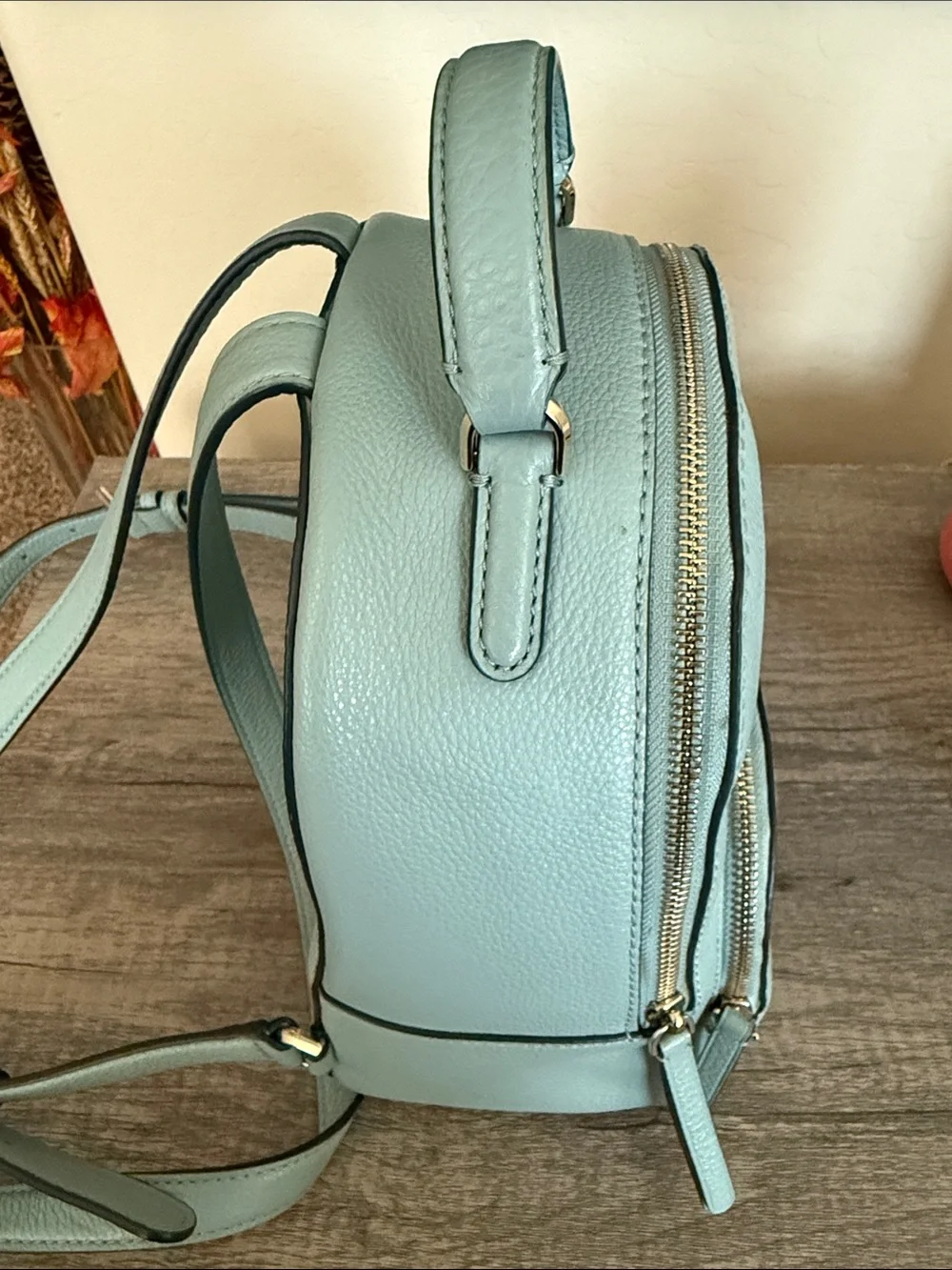kate spade Light Blue Pebbled Leather Mini Backpack